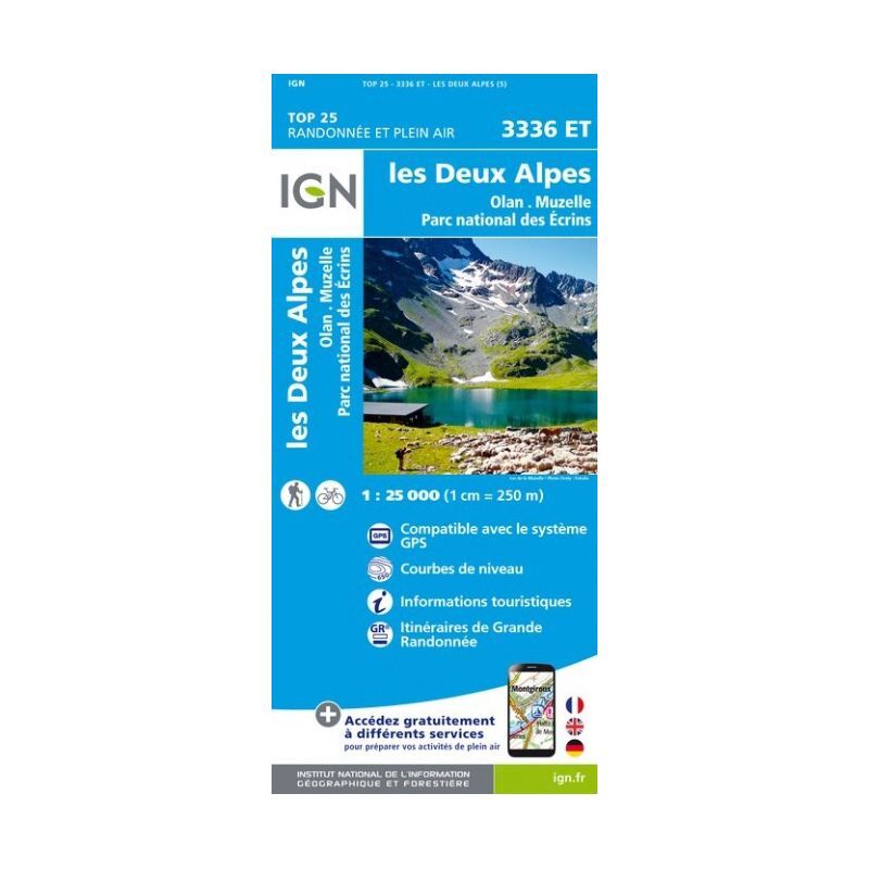 IGN Les Deux Alpes / Olan / Muzelle / Parc National des Ecrins - Mapa topográfico | Hardloop