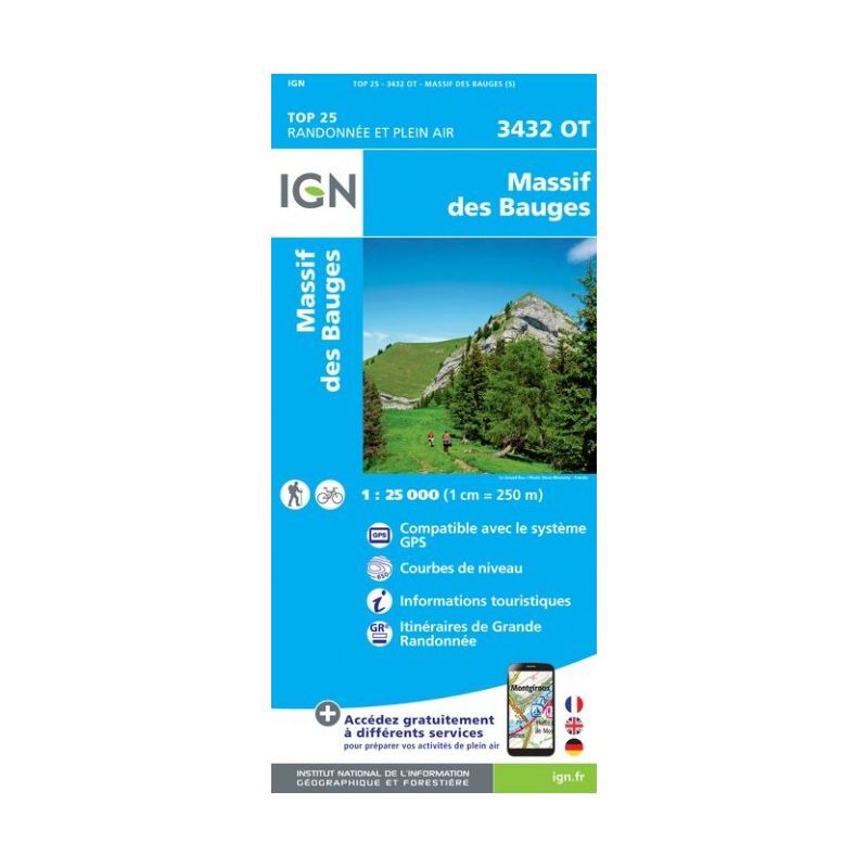 IGN Massif des Bauges - Mapa topograficzna | Hardloop