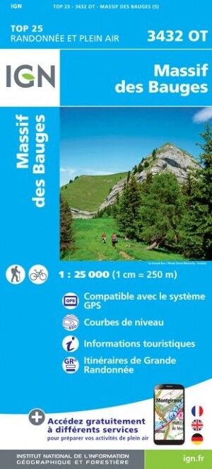 IGN Massif des Bauges - Mapa topograficzna | Hardloop