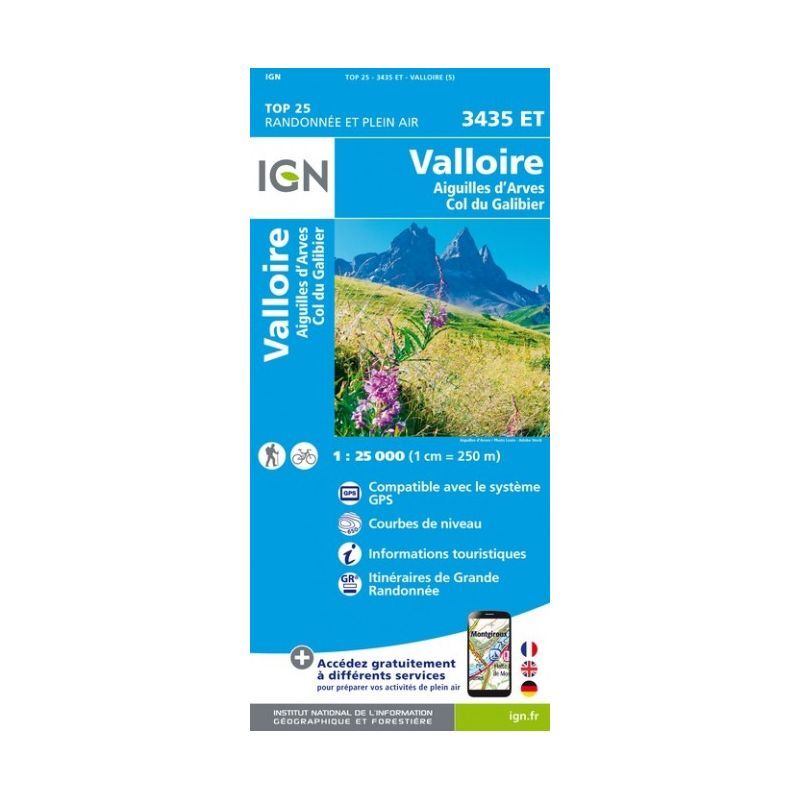 IGN Valloire / Aiguilles D'Arves / Col du Galibier - Carte topographique | Hardloop