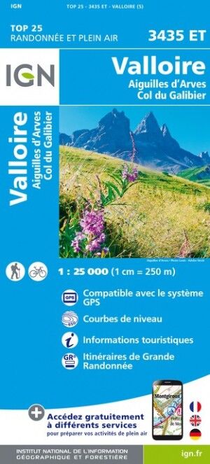 IGN Valloire / Aiguilles D'Arves / Col du Galibier - Mapa topograficzna | Hardloop