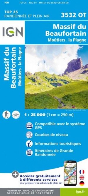 IGN Massif du Beaufortain / Moûtiers / La Plagne - Carte topographique | Hardloop