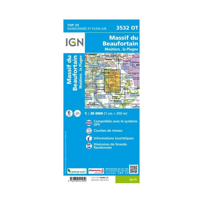 IGN Massif du Beaufortain / Moûtiers / La Plagne