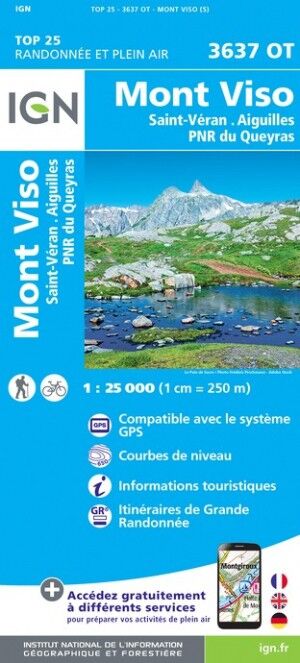 IGN Mont Viso / Saint-Veran Aiguilles / PNR du Queyras - Mapa topograficzna | Hardloop
