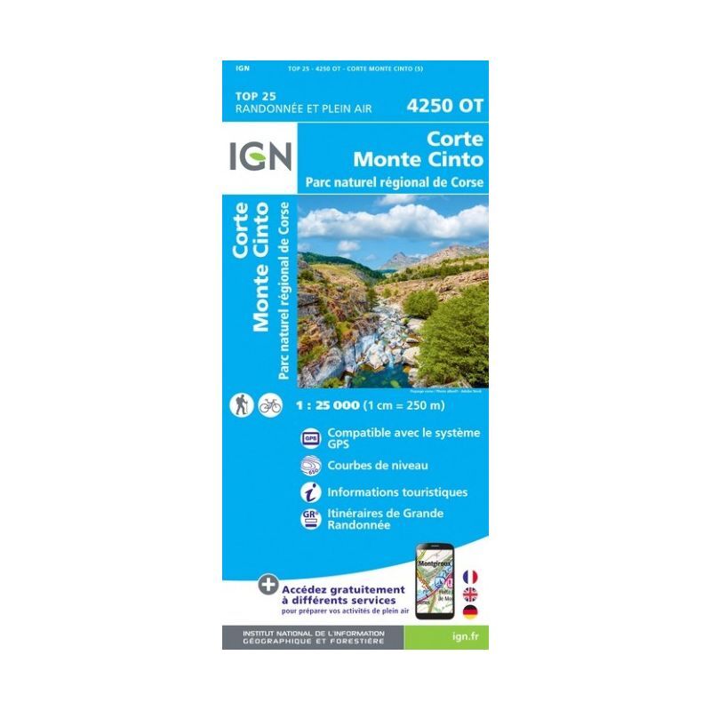 IGN Corte / Monte Cinto / PNR de Corse - Mapa topográfico | Hardloop