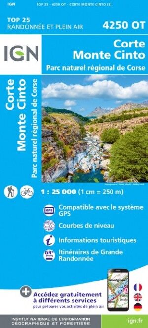 IGN Corte / Monte Cinto / PNR de Corse - Carte topographique | Hardloop