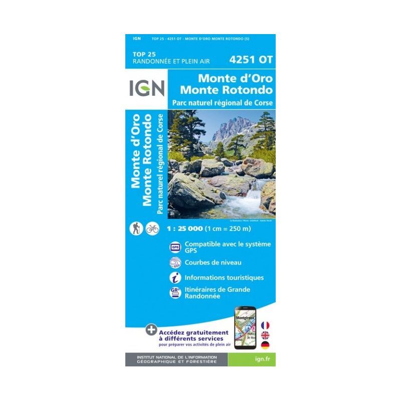 Monte D'Oro / Monte Rotondo / PNR De Corse - Mapa topográfico