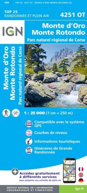 IGN Monte D'Oro / Monte Rotondo / PNR De Corse - Carte topographique | Hardloop
