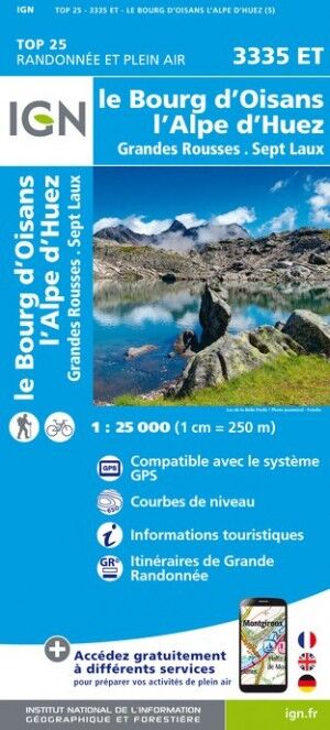 IGN Le Bourg-D'Oisans / L'Alpe-D'Huez / Grandes Rousses / Sept Laux - Carte topographique | Hardloop