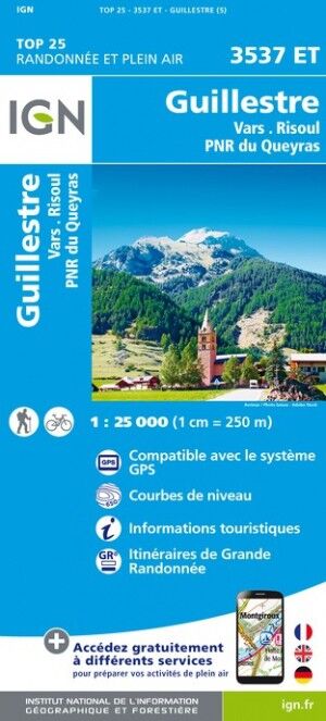 IGN Guillestre / Vars / Risoul / PNR du Queyras - Carte topographique | Hardloop