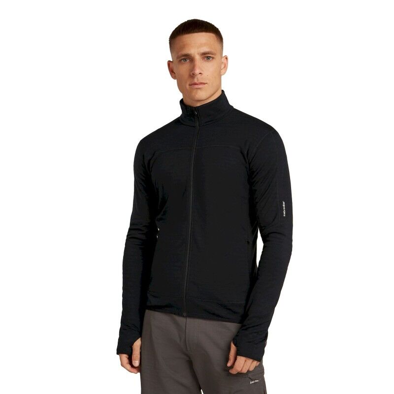 Icebreaker Hommes Laine Merino Central Long Sleeve Zip - Noir, L